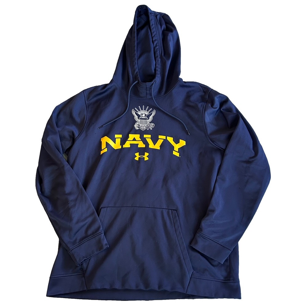 NAVY Under Armour Men's or Woman's Navy Fleece Hoodie Pockets Drawstring XL